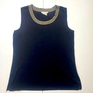 Exclusively Misook Woman Knit Black With Gold Metallic Stripes Woman’s Top 2X